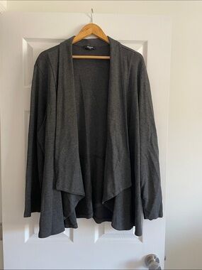 Premise Dark Gray Open-Front Draped Cardigan